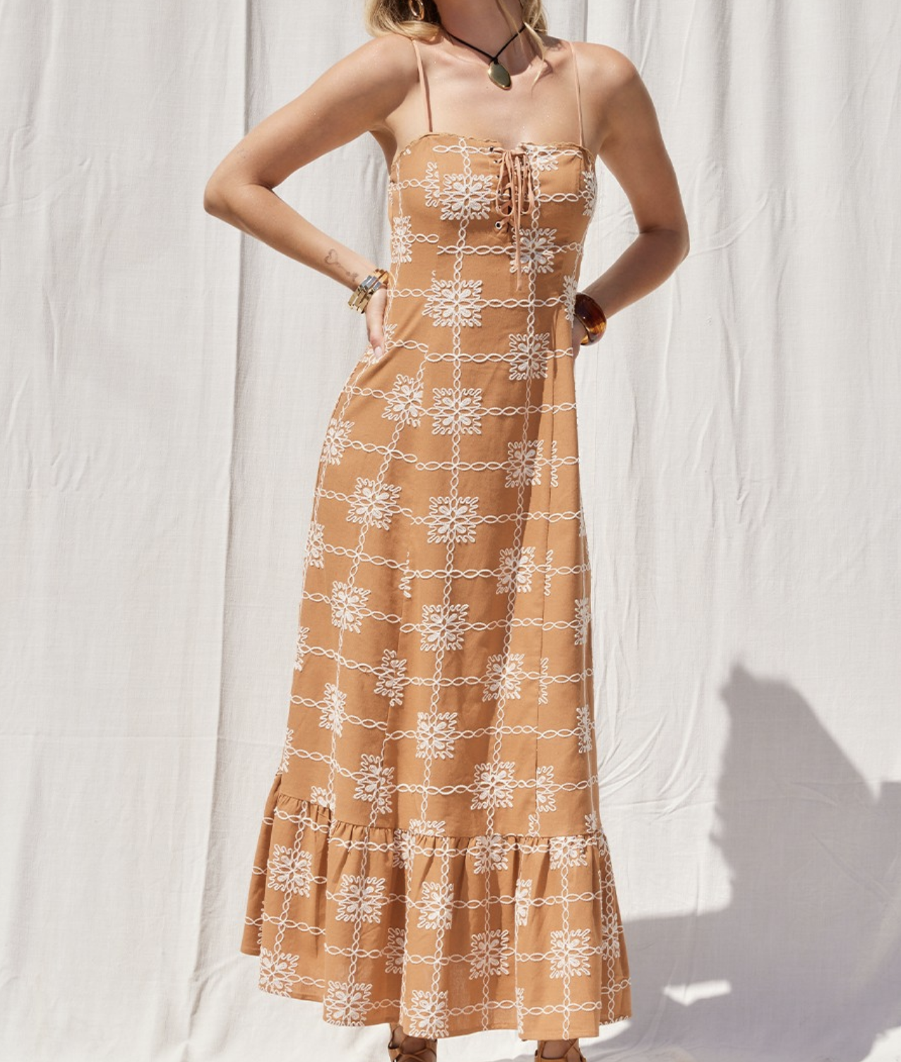 Illa Illa "Baby Got Backstitch" Maxi Dress