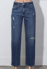 Vibrant "On the Straight and Narrow" Mid-Rise Straight Leg Jeans