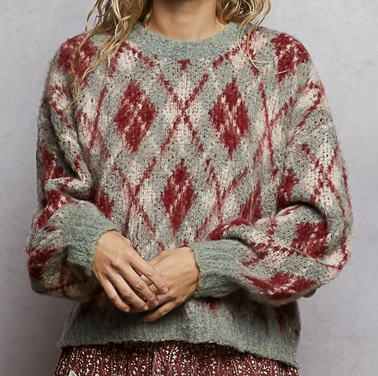 POL "My Beautiful Argyle Balloon" Mohair Sweater