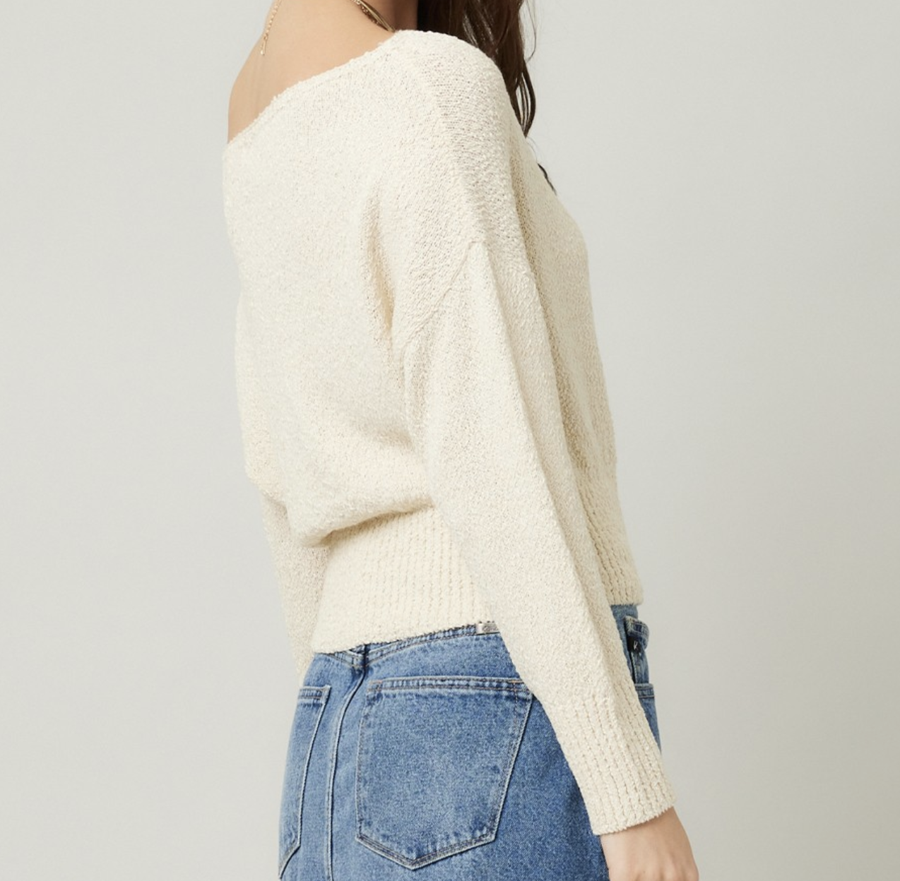 Illa Illa "A Little Off Center" Off Shoulder Sweater