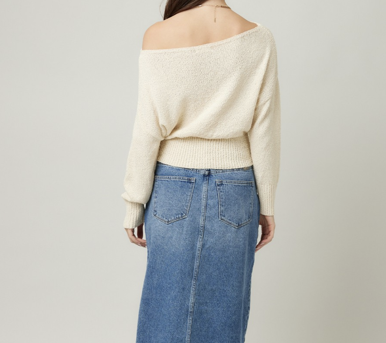 Illa Illa "A Little Off Center" Off Shoulder Sweater