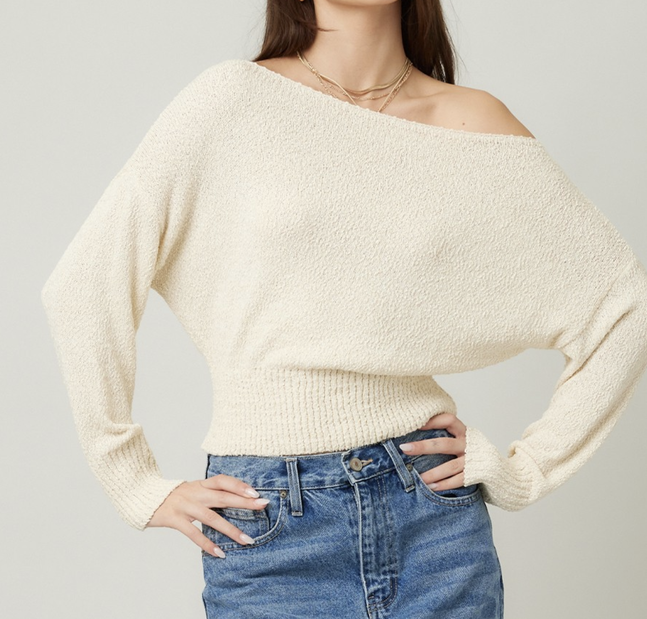 Illa Illa "A Little Off Center" Off Shoulder Sweater