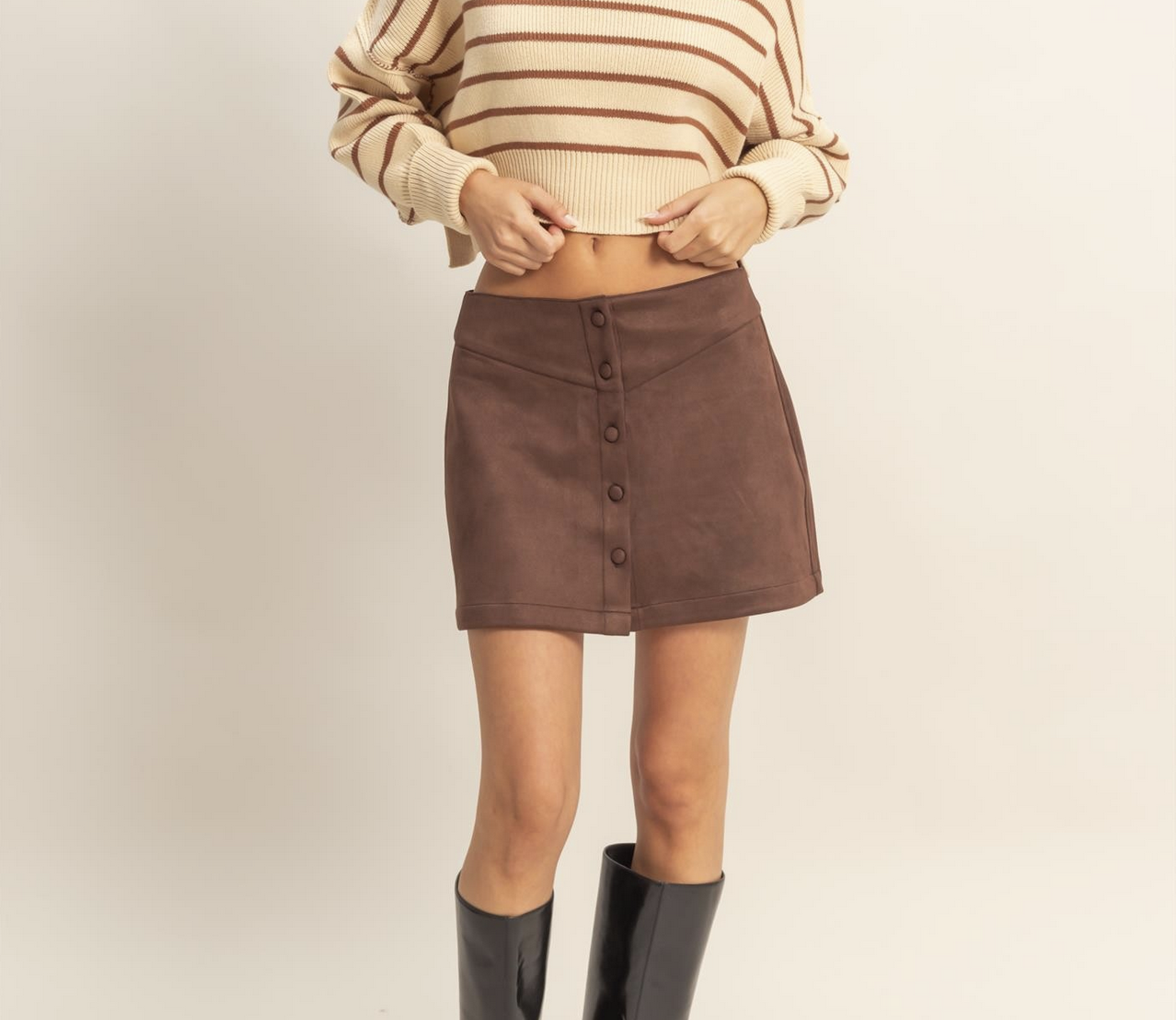 HyFve "Faux-leather & Leather & Leather..." Mini Skirt