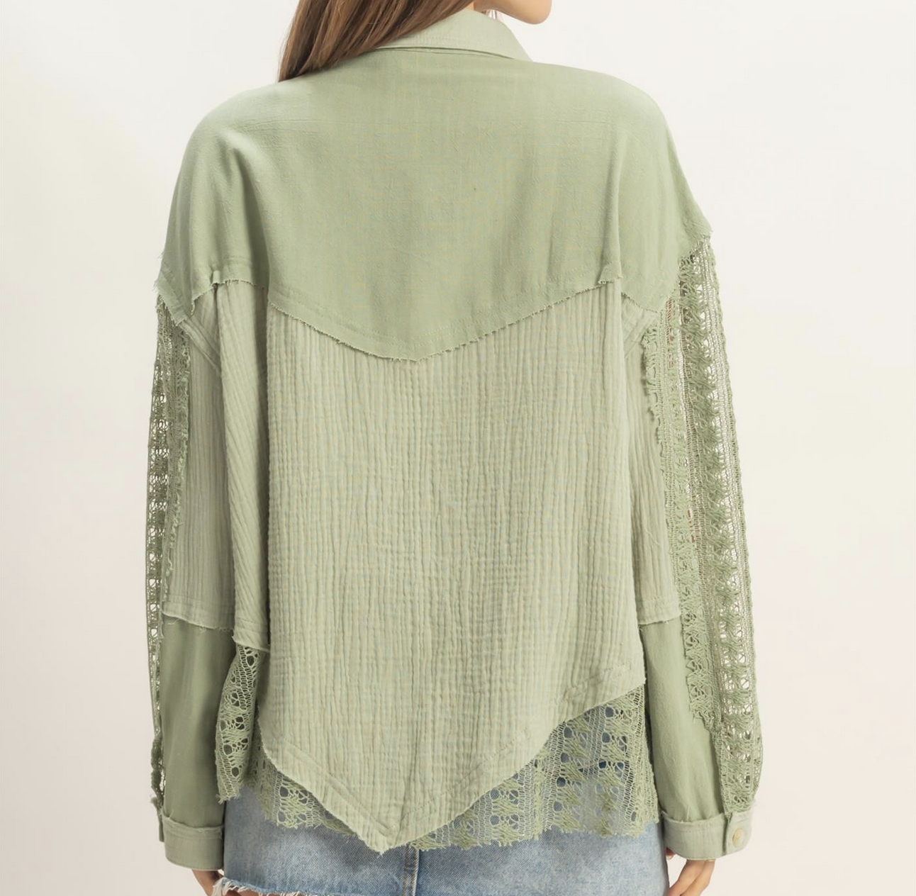 HyFve "Button, Button, Who's Got the Button?" Lace Top