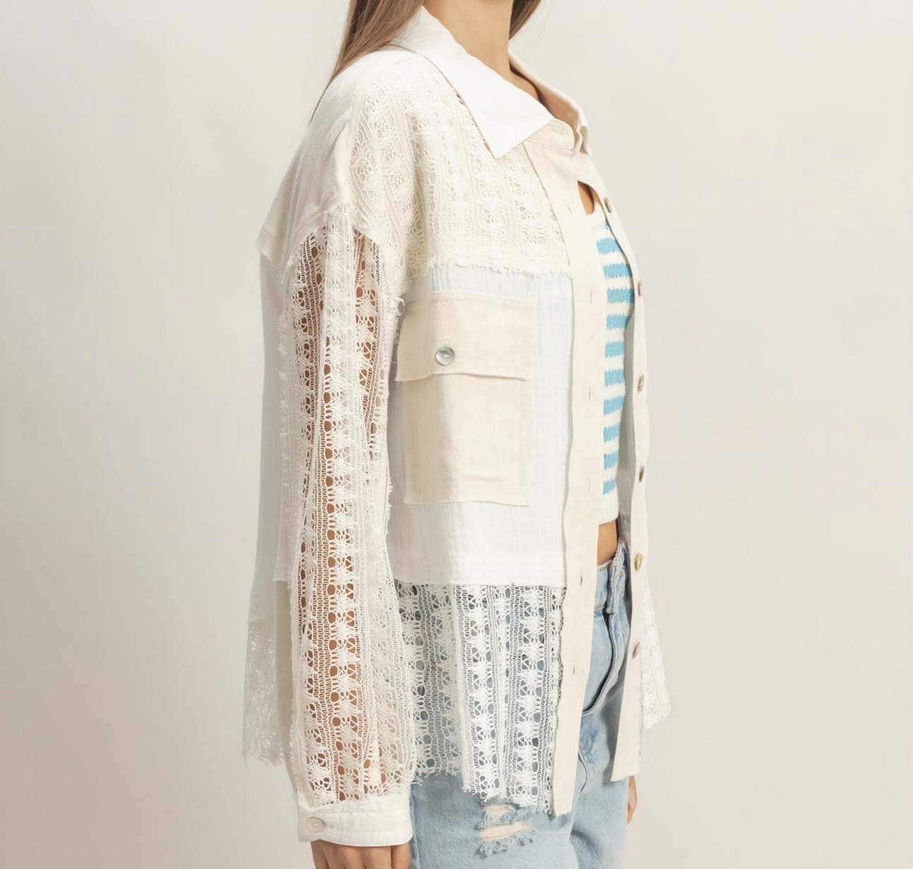 HyFve "Button, Button, Who's Got the Button?" Lace Top