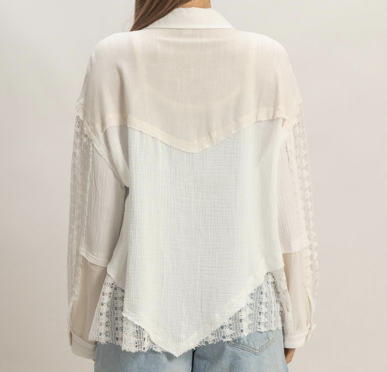 HyFve "Button, Button, Who's Got the Button?" Lace Top