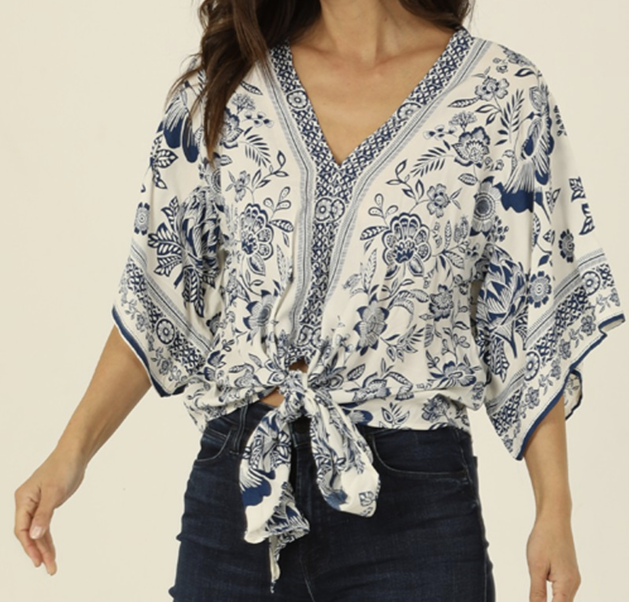 Nostalgia "Mediterranean Mama" Tie Top