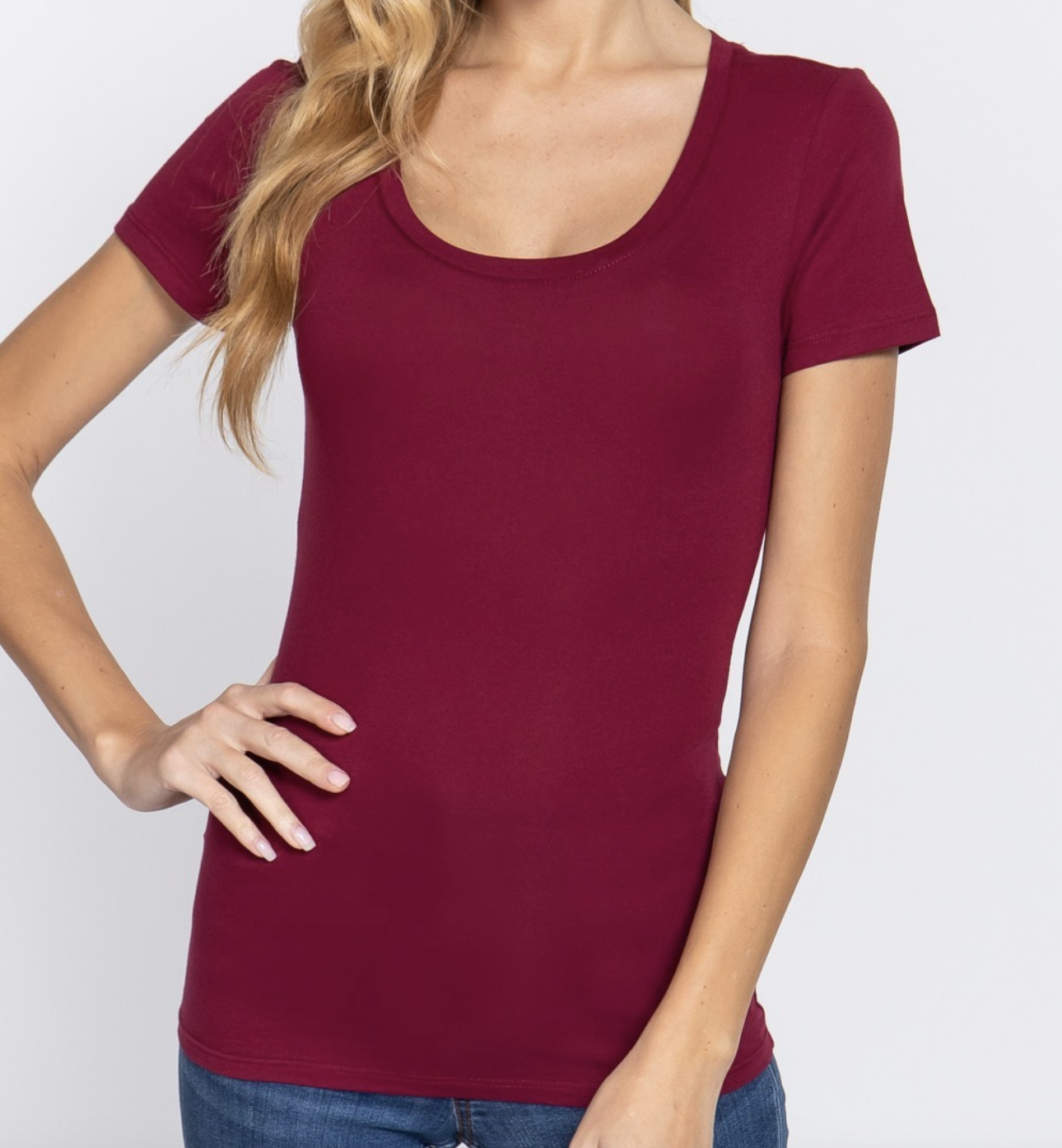 Active Basic Basic Scoop Neck Short Sleeve Top
