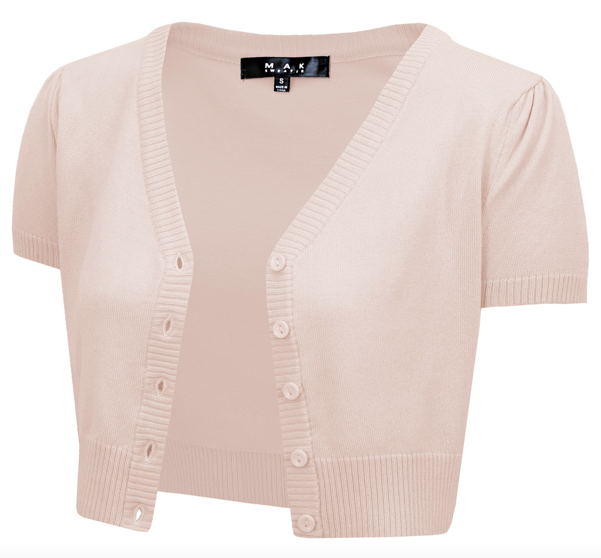 MAK Basic Cropped Short Sleeve Cardigan