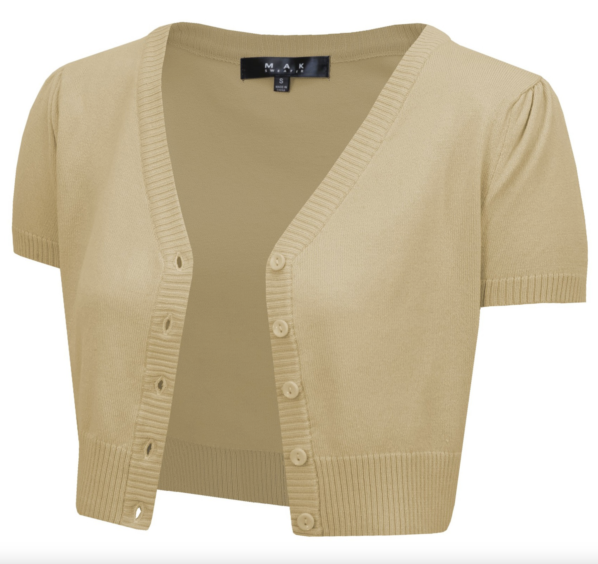 MAK Basic Cropped Short Sleeve Cardigan