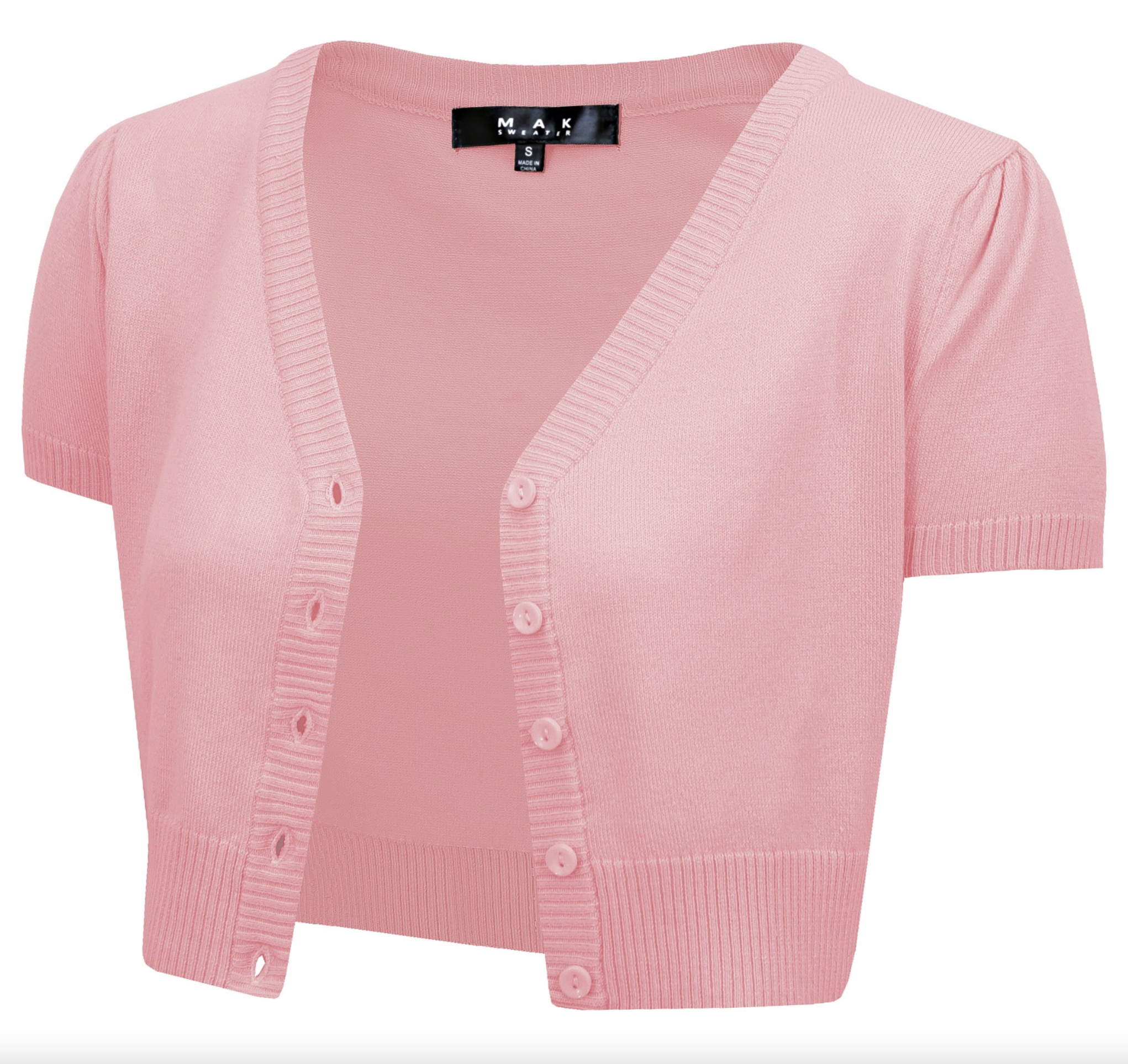 MAK Basic Cropped Short Sleeve Cardigan