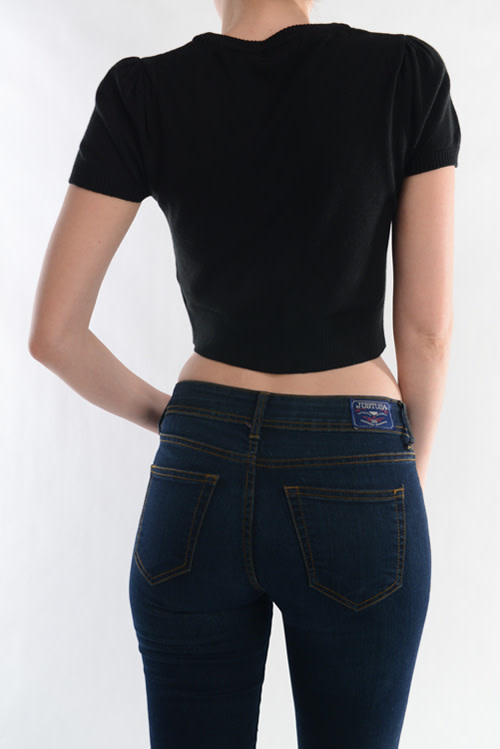 MAK Basic Cropped Short Sleeve Cardigan