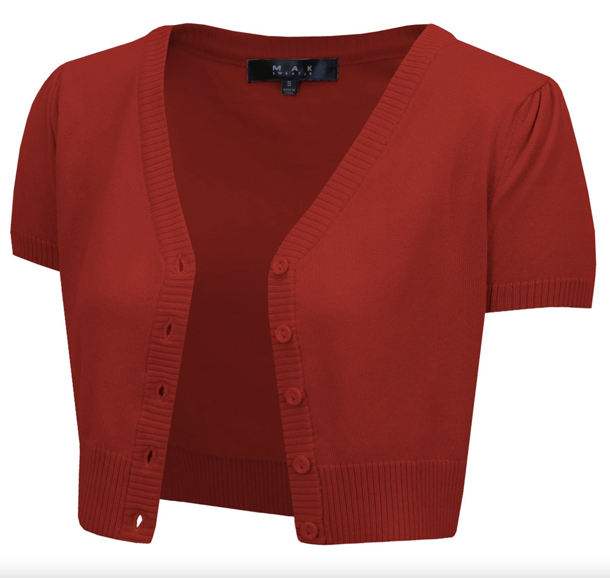MAK Basic Cropped Short Sleeve Cardigan
