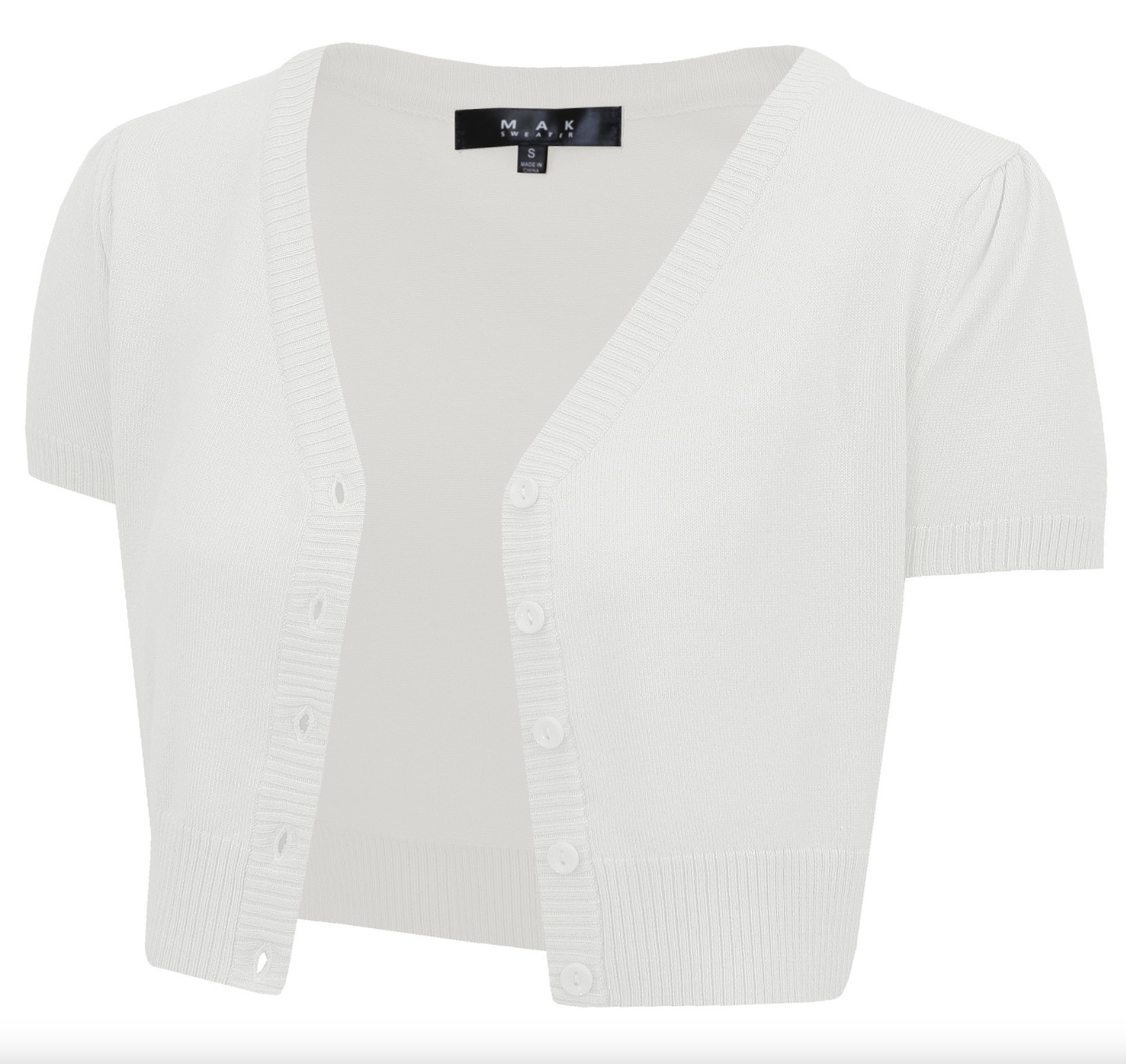 MAK Basic Cropped Short Sleeve Cardigan