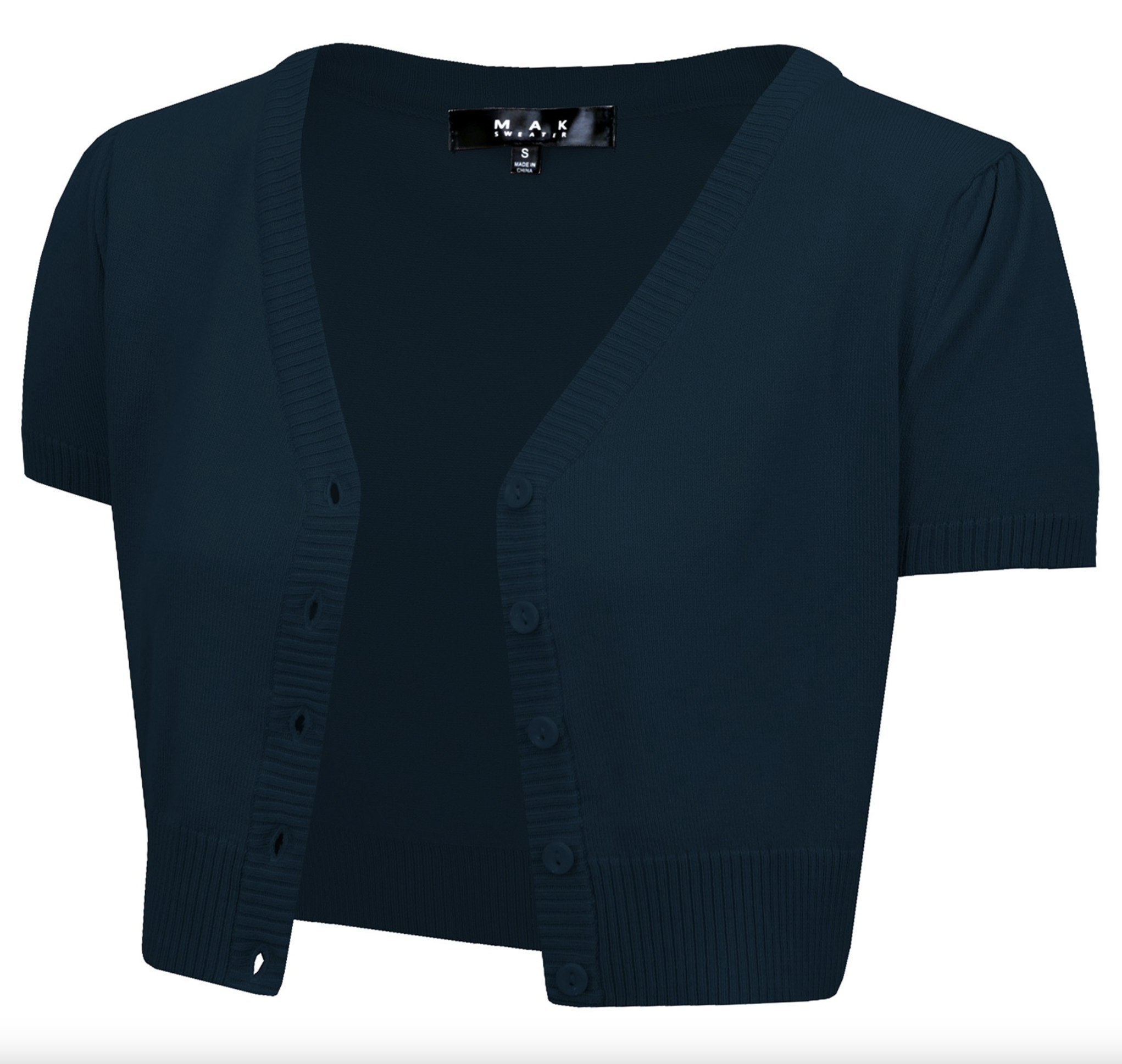 MAK Basic Cropped Short Sleeve Cardigan
