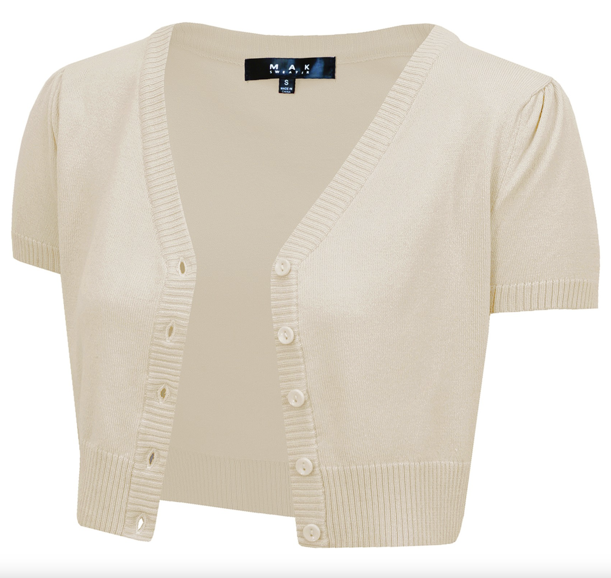 MAK Basic Cropped Short Sleeve Cardigan