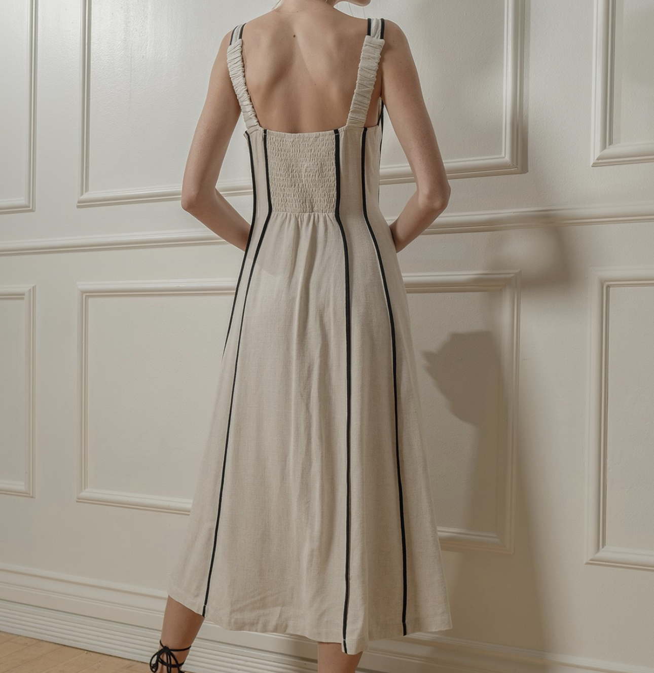 Illa Illa "Building Sand Castles in the Sky" Linen Blend Midi Dress (multiple colors)