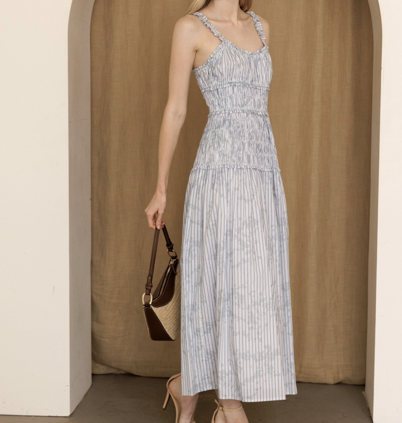 Storia "Smocking Bird" Midi Dress
