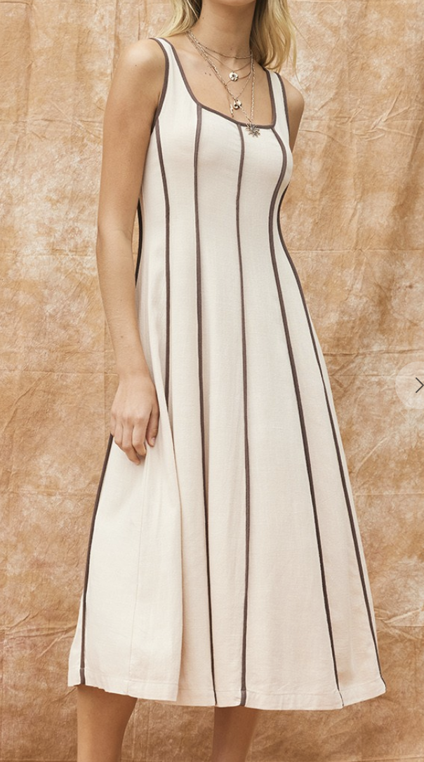 Illa Illa "Building Sand Castles in the Sky" Linen Blend Midi Dress (multiple colors)