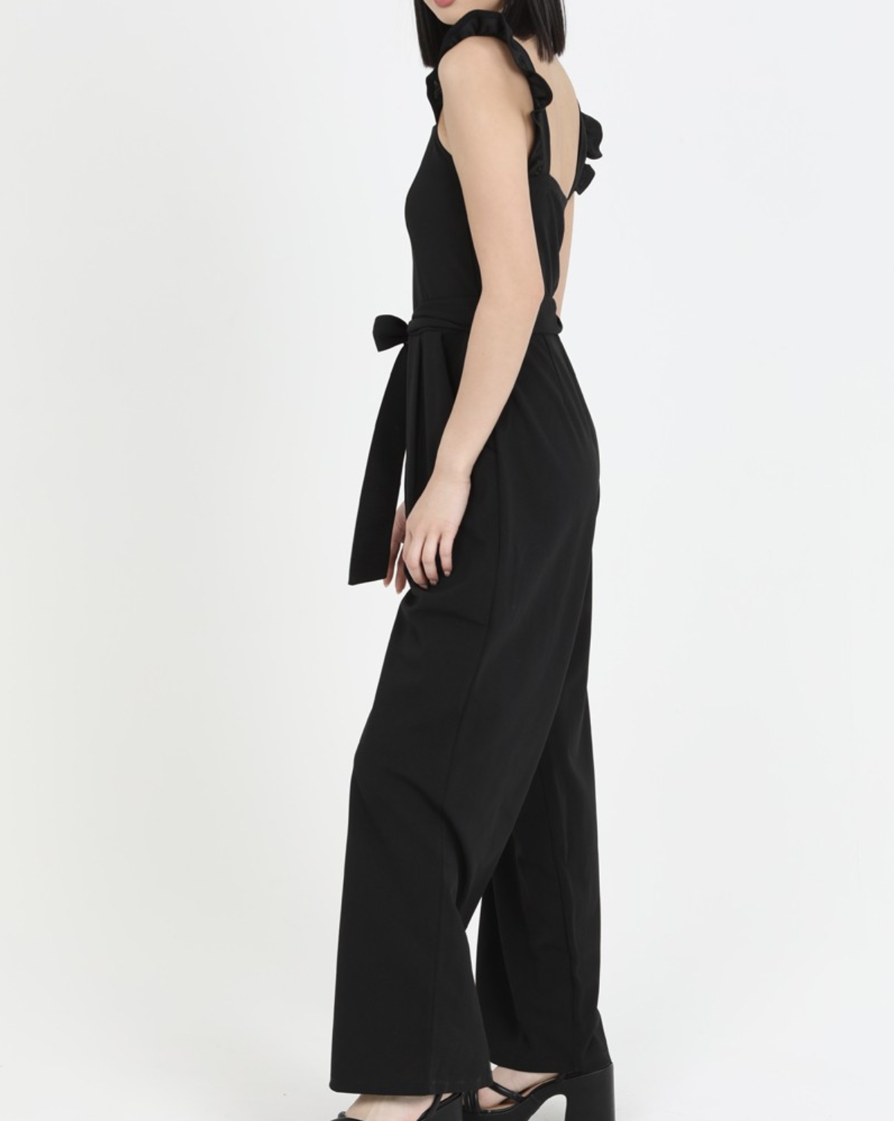 Angie JP5158 - Angie - Notch Neck Ruffle Strap Jumpsuit