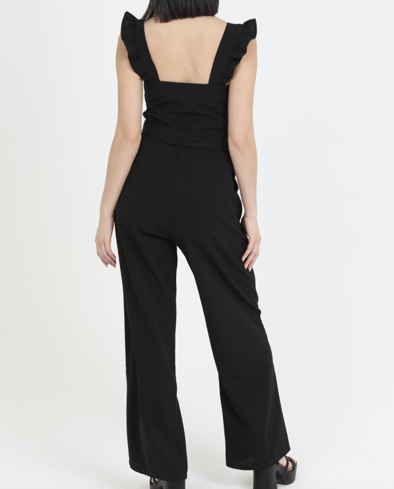 Angie JP5158 - Angie - Notch Neck Ruffle Strap Jumpsuit