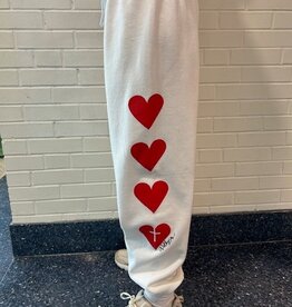PORT AUTHORITY WHITE YOUTH SWEATPANTS WITH HEART