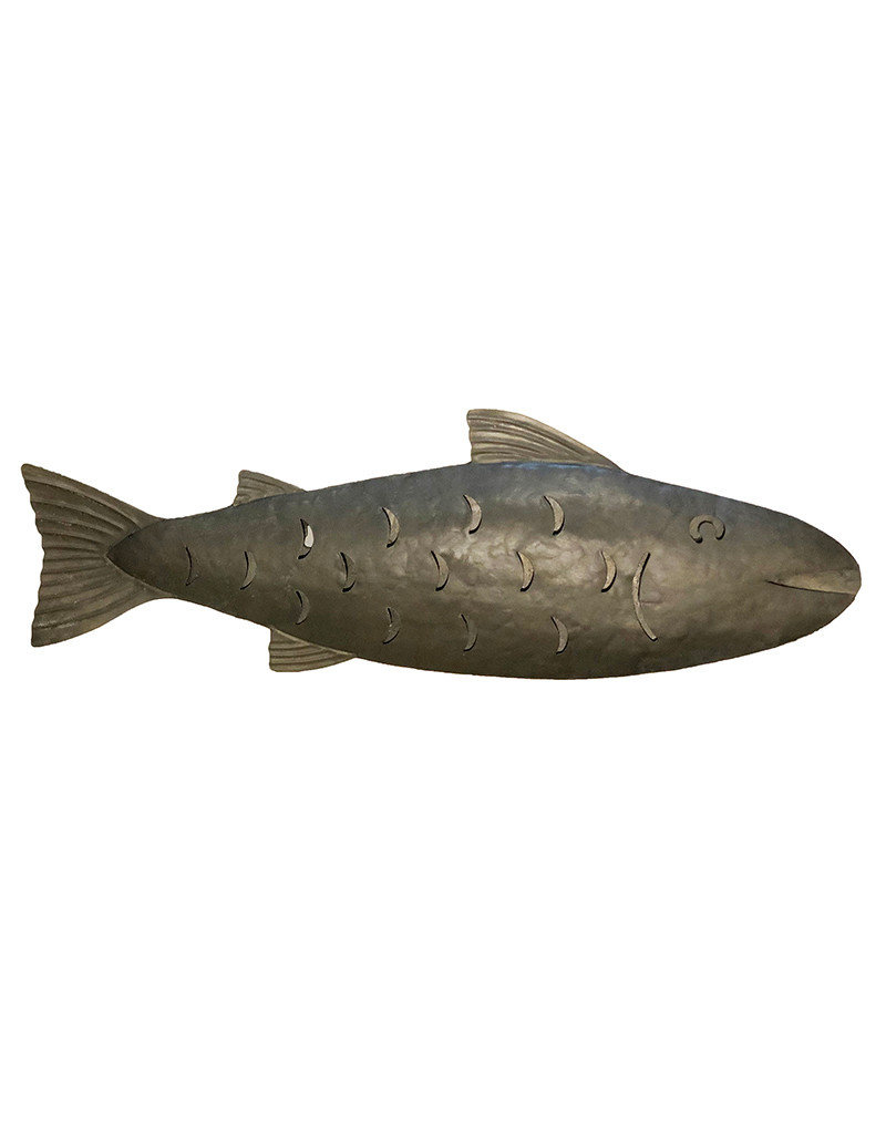 Galvanized Metal Fish Large Coastal Decor Outdoor Squan Trading Company