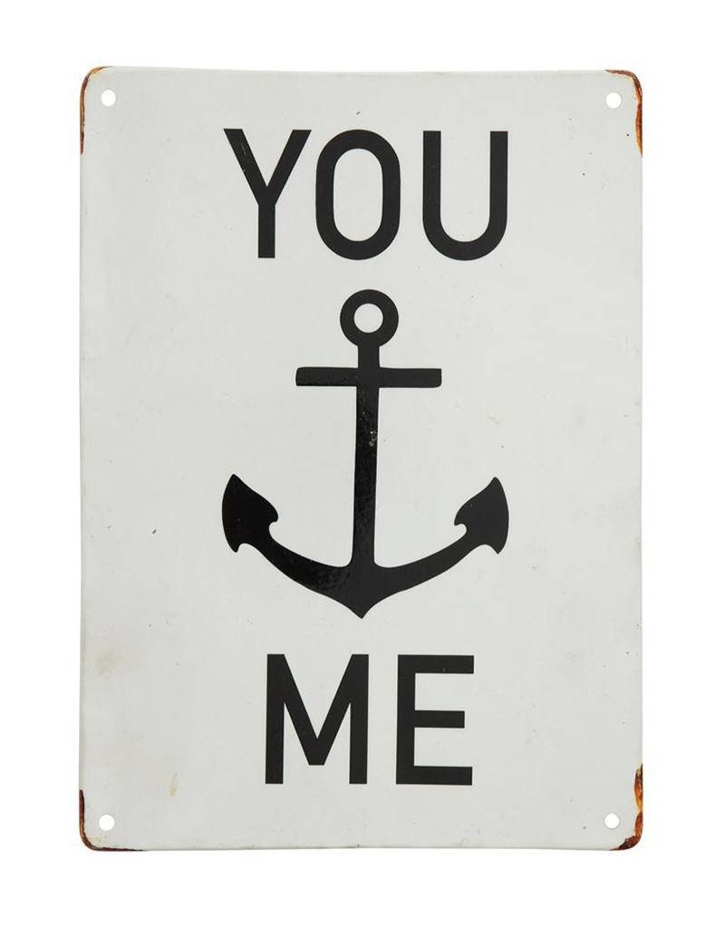 You And Me Metal Sign Distressed White Nautical Decor Wall Art