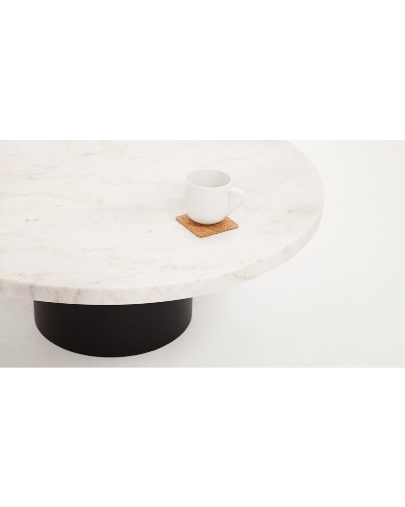 EQ3 YNES COFFEE TABLE - White Marble Top + Black Base