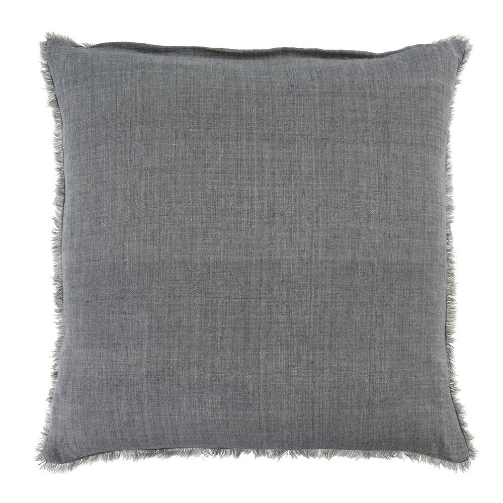 Lina Linen Pillow, Steel Grey-1