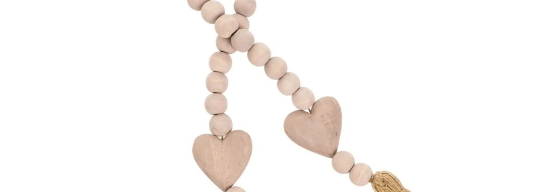 Wooden Heart Beads, Pink
