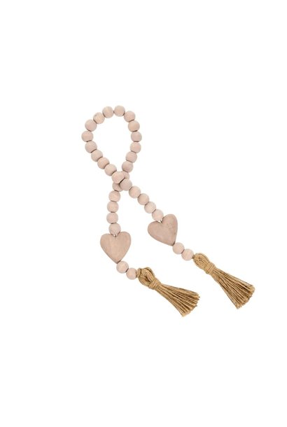 Wooden Heart Beads, Pink