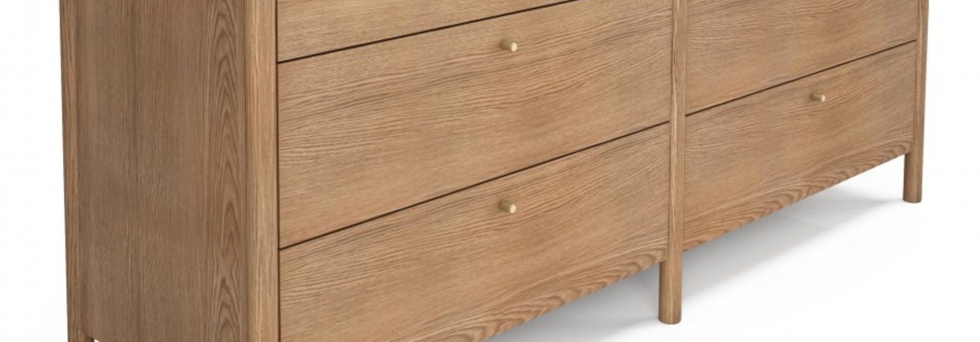 Jules 6 Drawer Dresser, Oak Top with Brass Hardware