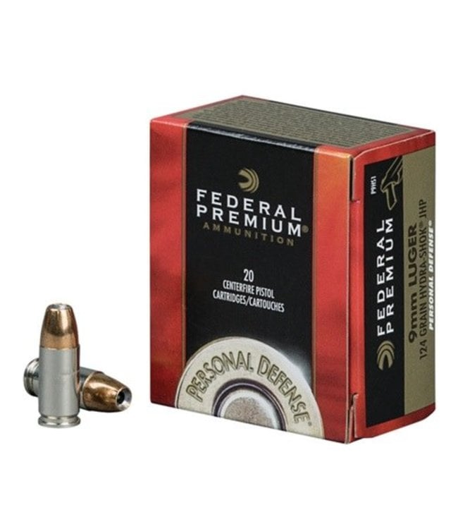 Federal Premium Personal Defense  9MM JHP 124gr Hydra-Shok 20RDS/box