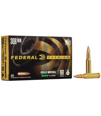 Federal Federal Gold Medal 308 Win 168 Gr Sierra MatchKing HP, 20 Rds/Box