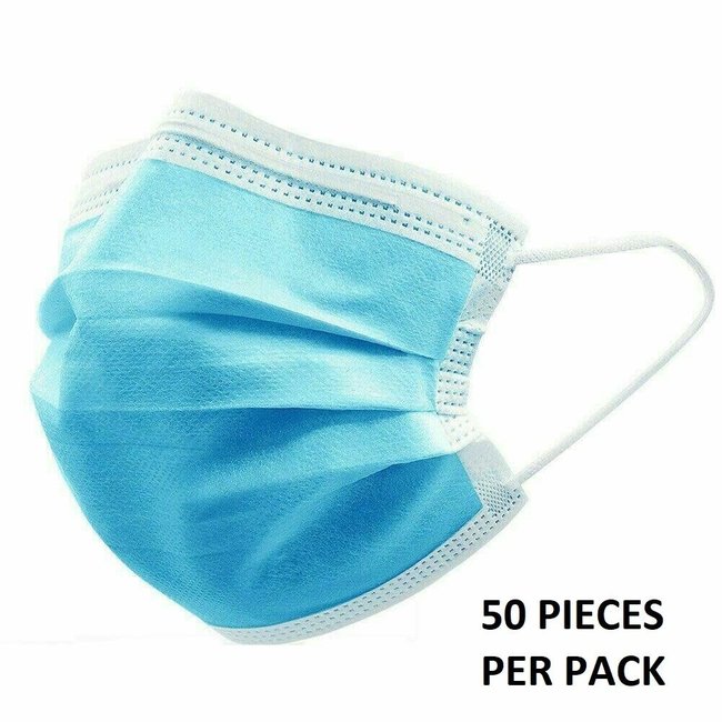 3 PLY DISPOSABLE PROTECTIVE FACE MASK WITH ELASTIC EARLOOP, BLUE