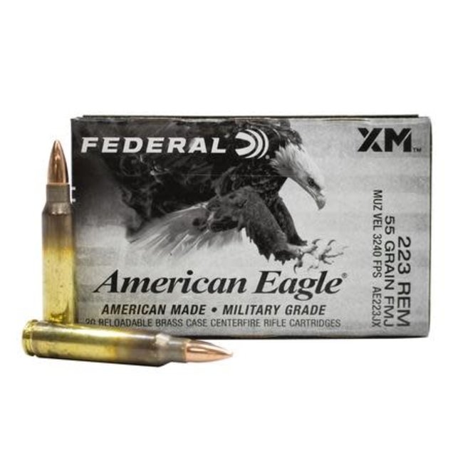 Federal American Eagle 223 Rem 55gr Fmj20 Box Solely Outdoors Inc Federal American Eagle 223 Rem 55gr Fmj20 Box Solely Outdoors Inc