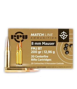PPU PRIVI 8mm MAUSER 200GR FMJ MATCH 20RS/BOX