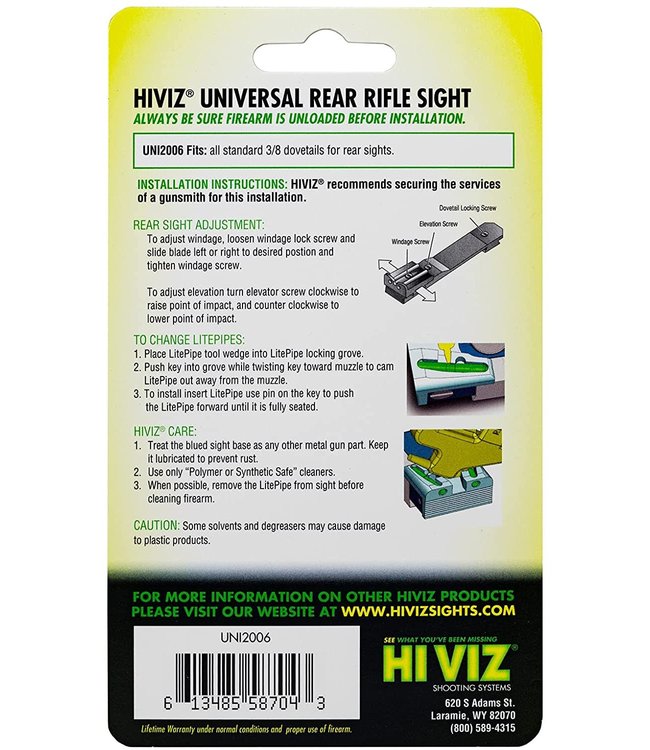 HI VIZ UNIVERSAL REAR RIFLE SIGHT UNI2006