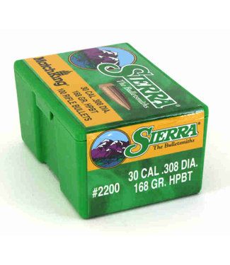 SIERRA Sierra MatchKing Bullets 30 Caliber (308 Diameter) 168 Grain Hollow Point Boat Tail Box Of 100