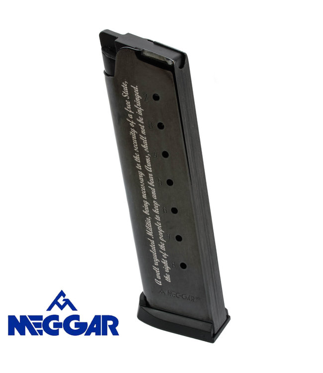 Mecgar 1911 .45 Caliber, 8 Rounds, Flush Fit, Blued, with 2nd Amendment Laser Engraved