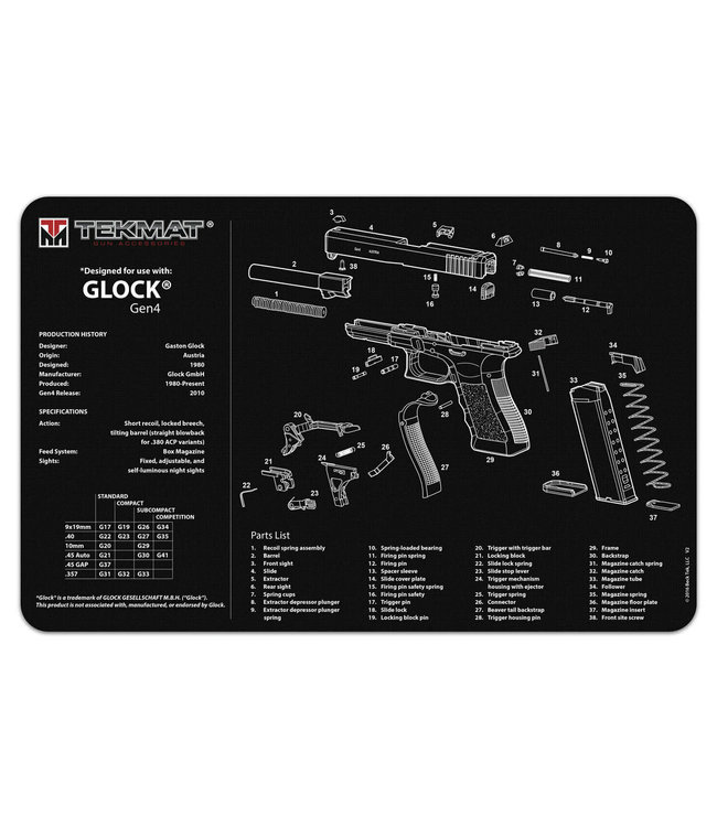 TEKMAT  BENCH MAT GLOCK GEN4 BLK