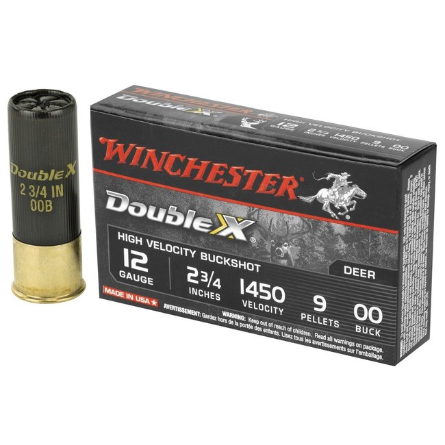 Winchester Double X Buckshots Shells 12 Gauge 2 3/4in 9 Pellets, Box of 5
