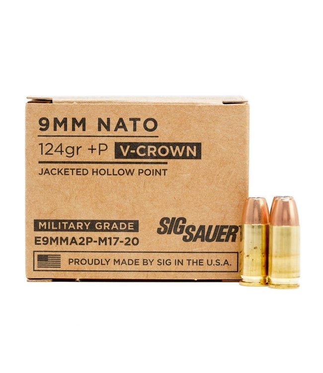 SIG SAUER V-CROWN M17 MILITARY GRADE 9MM 124GR+P JHP 20RDS/BOX - Solely ...