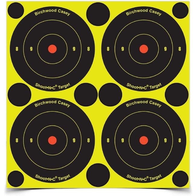 Birchwood Casey 34375 Shoot-N-C Self-Adhesive Targets 3" Round Bull's Eye Black and Yellow 240 Target and 600 Pasters