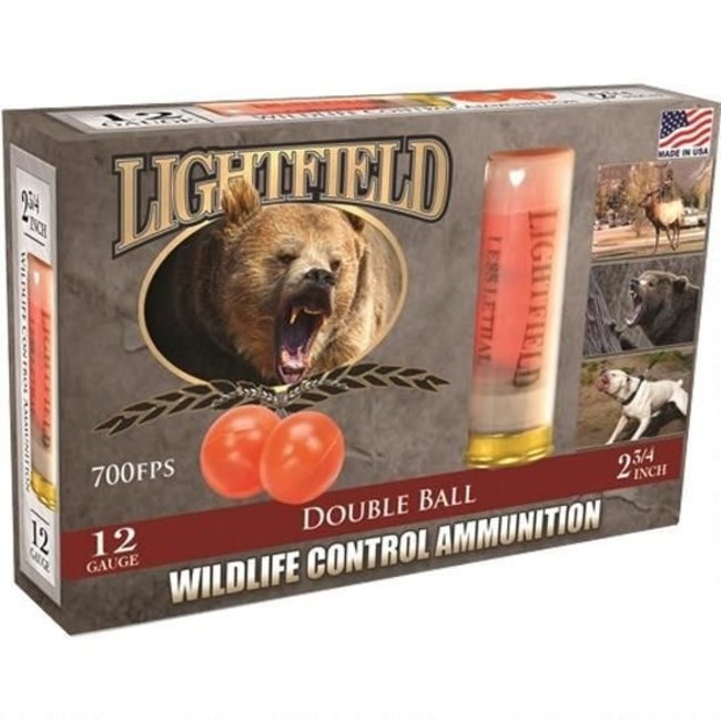 LIGHTFIELD DOUBLE BALL WILDLIFE CONTROL SLUGS 12 GA, 2-3/4 IN 5RDS