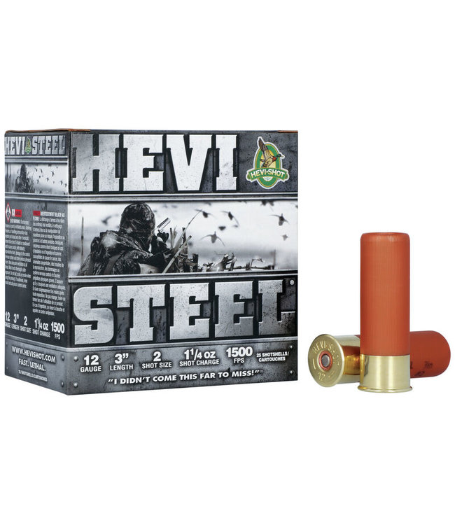 HEVI SHOT HEVISTEEL 12GA 3" 1-1/4OZ #2 1500FPS 25RS/BOX