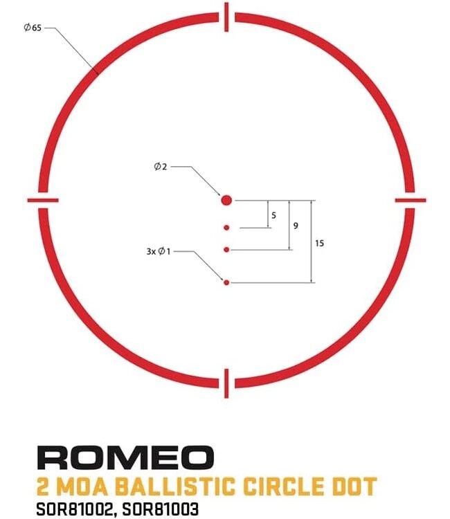 SIG SAUER ROMEO8T RED DOT BALLISTIC ILLUM.CIRCLE 1X38MM 2-65MOA 556/762 BLK