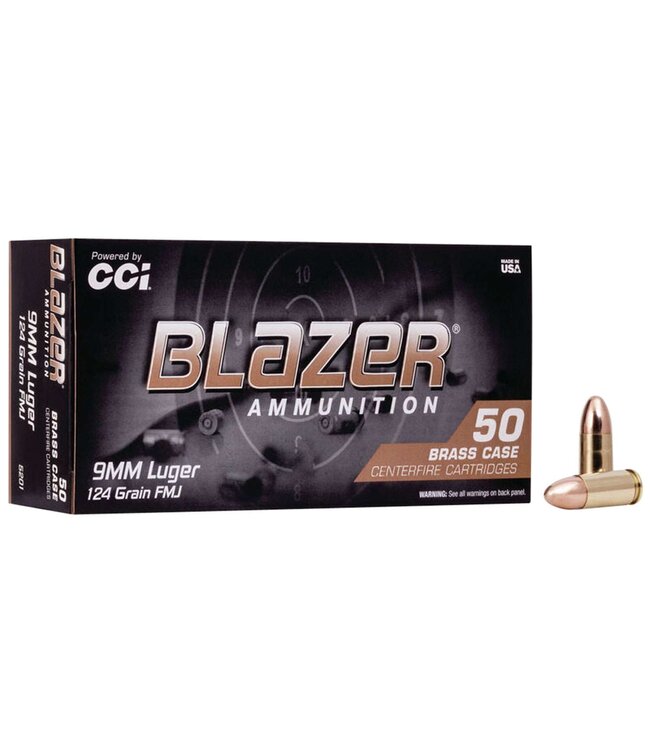 CCI BLAZER BRASS 9mm 124GR FMJ 1000RS/CASE