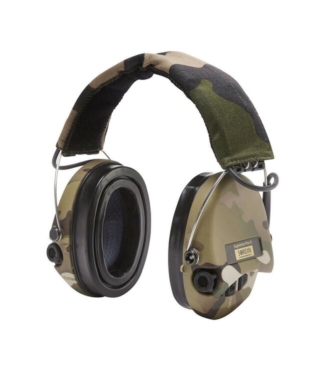 SORDIN Supreme Pro-X LED - Camo Cups, Camo Headband with Gel Earseals